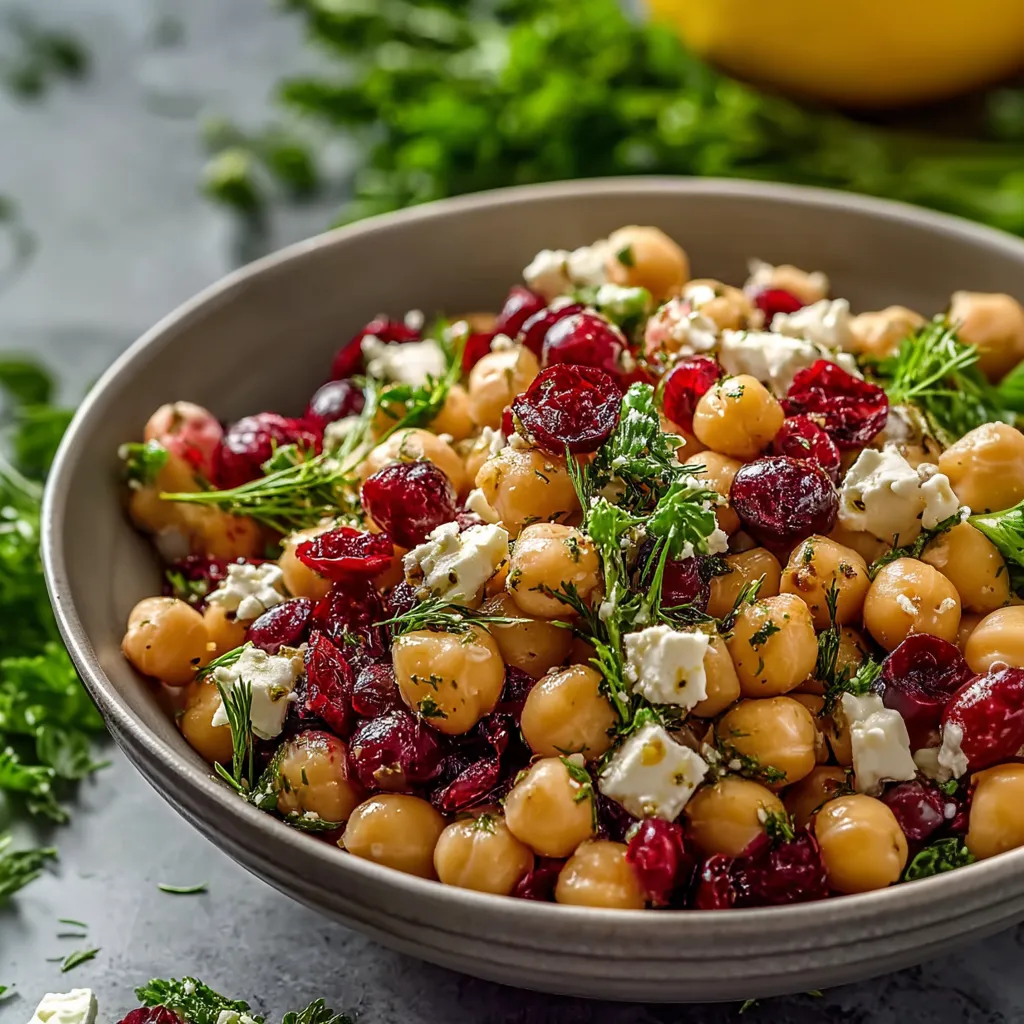 Cranberry & Chickpea Salad with Feta and Lemon Dressing