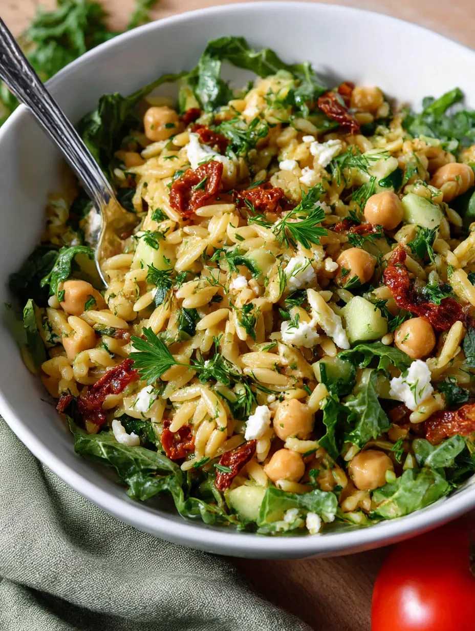 Sun Dried Tomato Orzo Pesto Salad made fresh.
