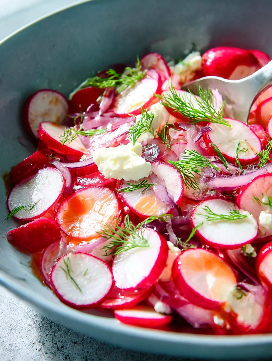 Colorful Bowl of Radishes and Cheese.