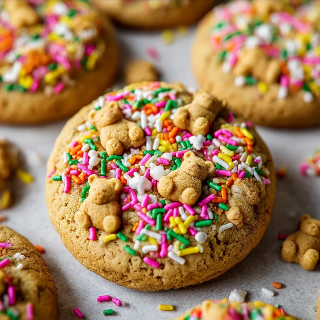 Funfetti Teddy Graham Cookies Stuffed with Cookie Butter