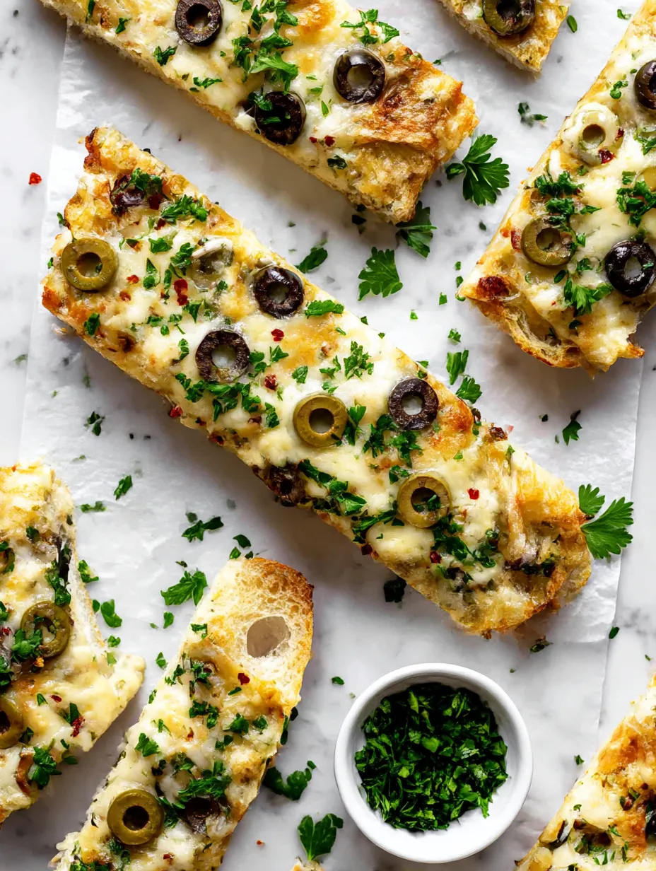 Melty Olive Cheese Bread.
