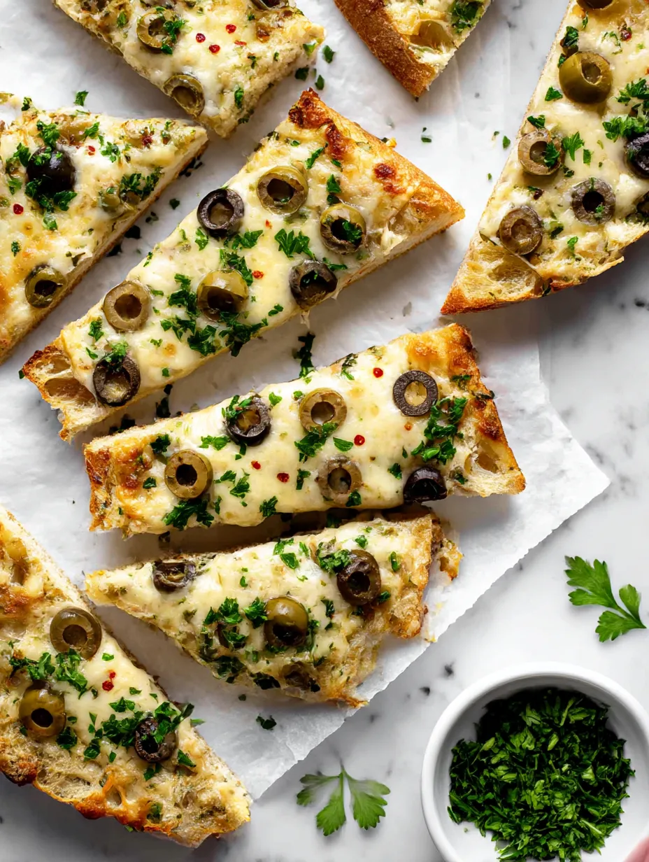 Cheesy Olive Bread Snack.