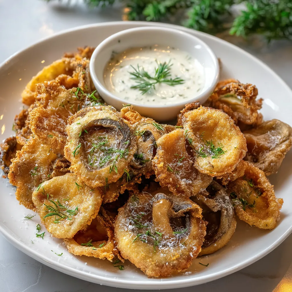 Christmas Fried Sliced Mushrooms with Ranch