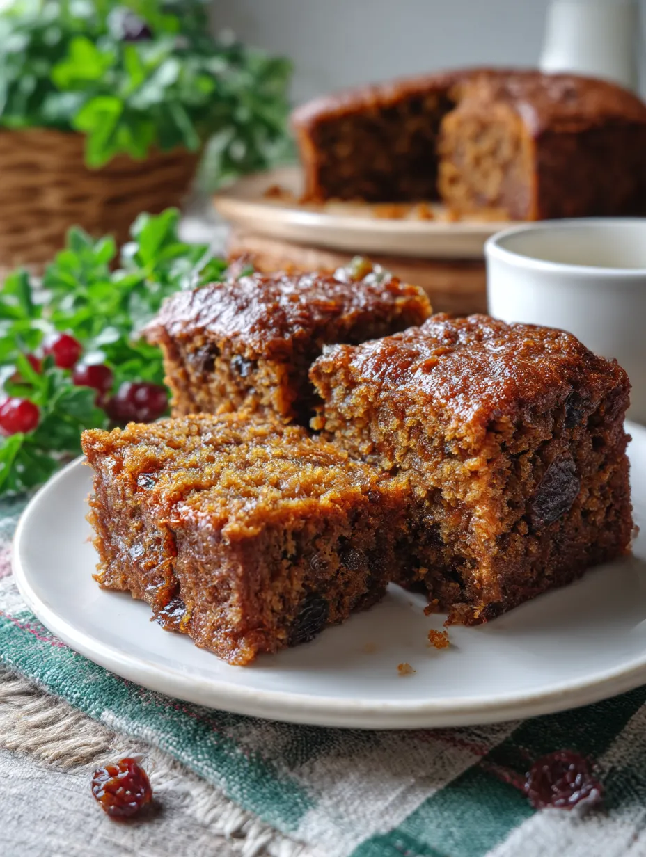 A plate piled with Old-Fashioned Raisin Cake.