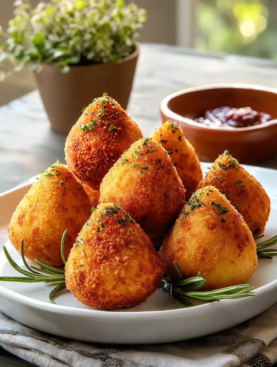 Brazilian chicken croquettes stacked on a plate.