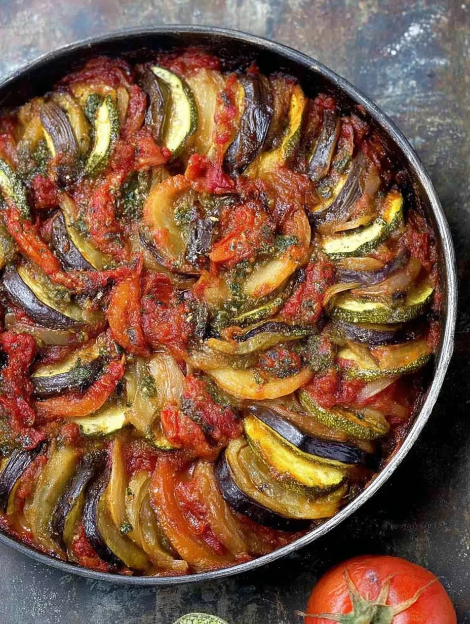 A bowl packed with Greek Roasted Vegetables.