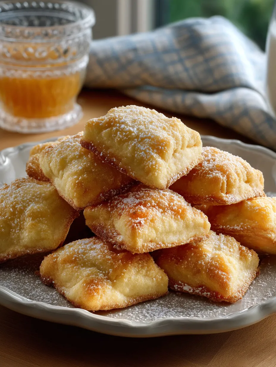 Platter of golden apricot pillows on a table.