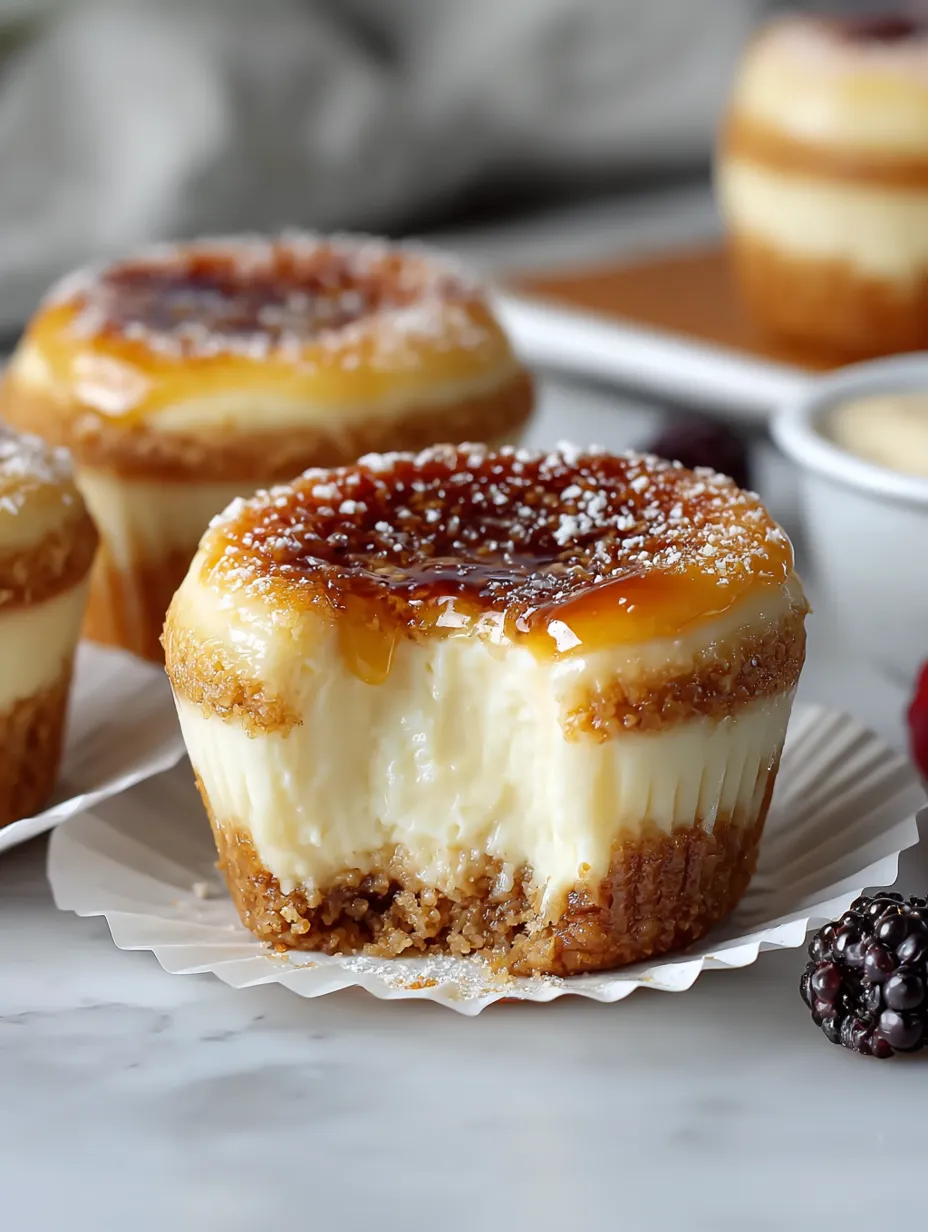 Vanilla Bean Crème Brûlée Cheesecake Cupcakes.