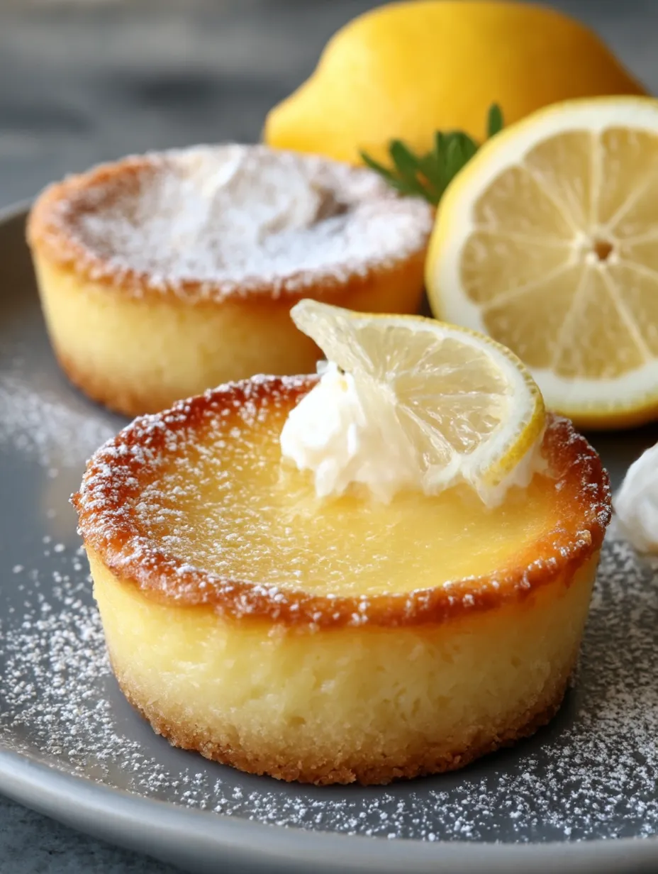 Baby Lemon Impossible Pie slice on plate.