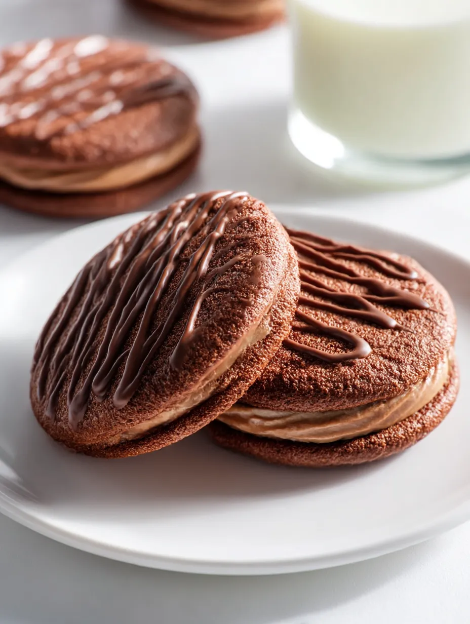 Homemade chocolate fudge rounds with drizzle on top.