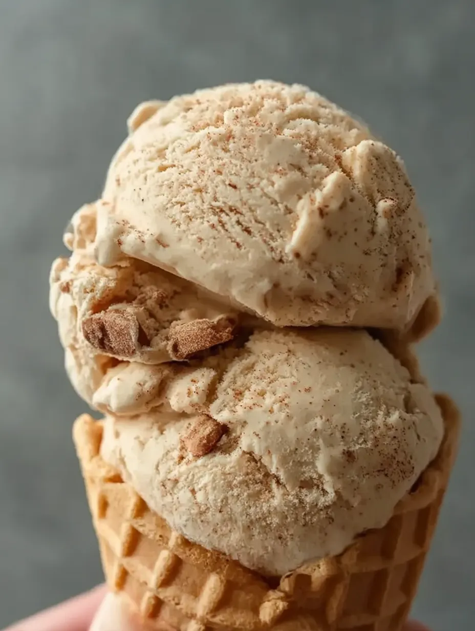 Ice cream scoop dusted with cinnamon on top.