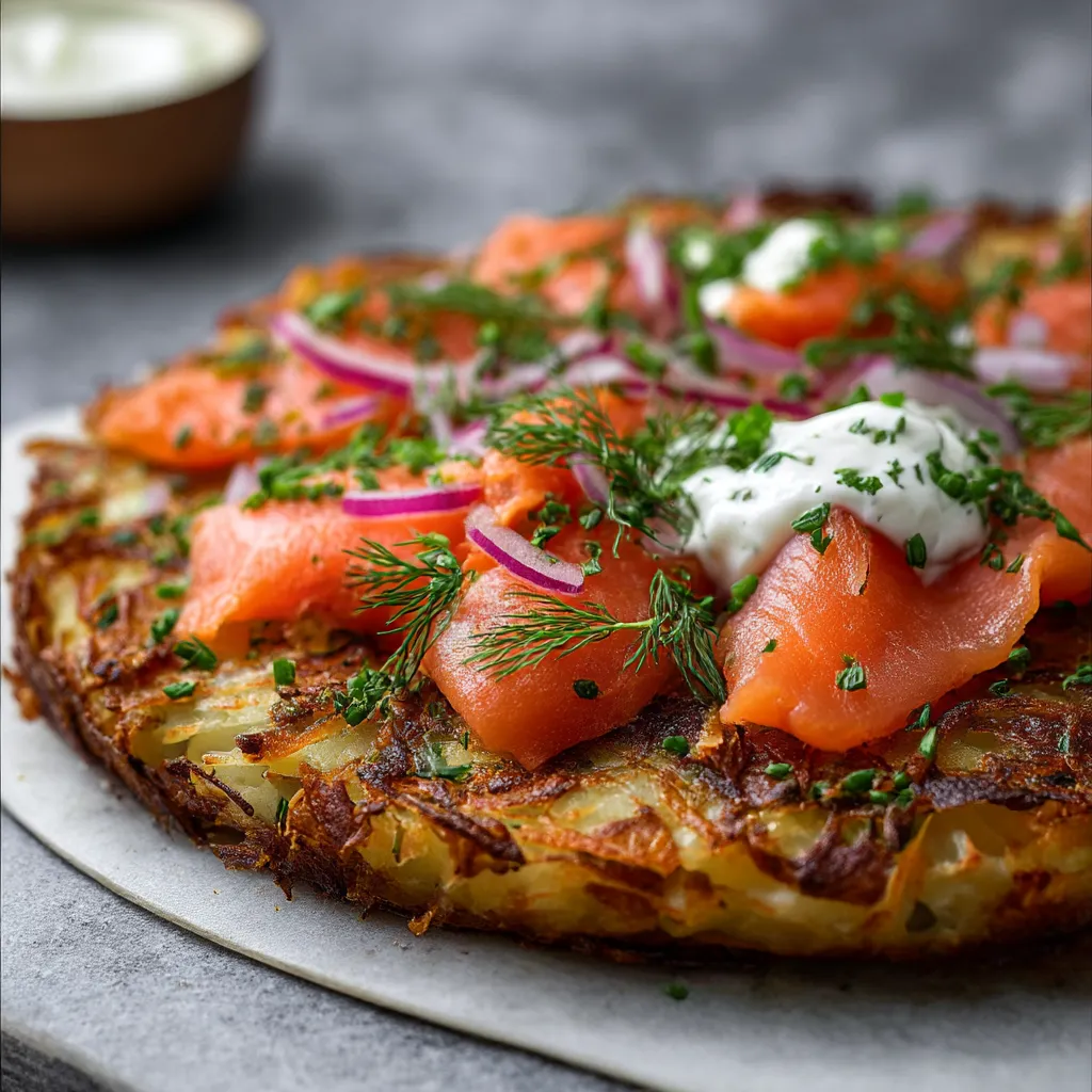 Crunchy Potato Galette with Smoked Salmon & Creamy Crème Fraîche