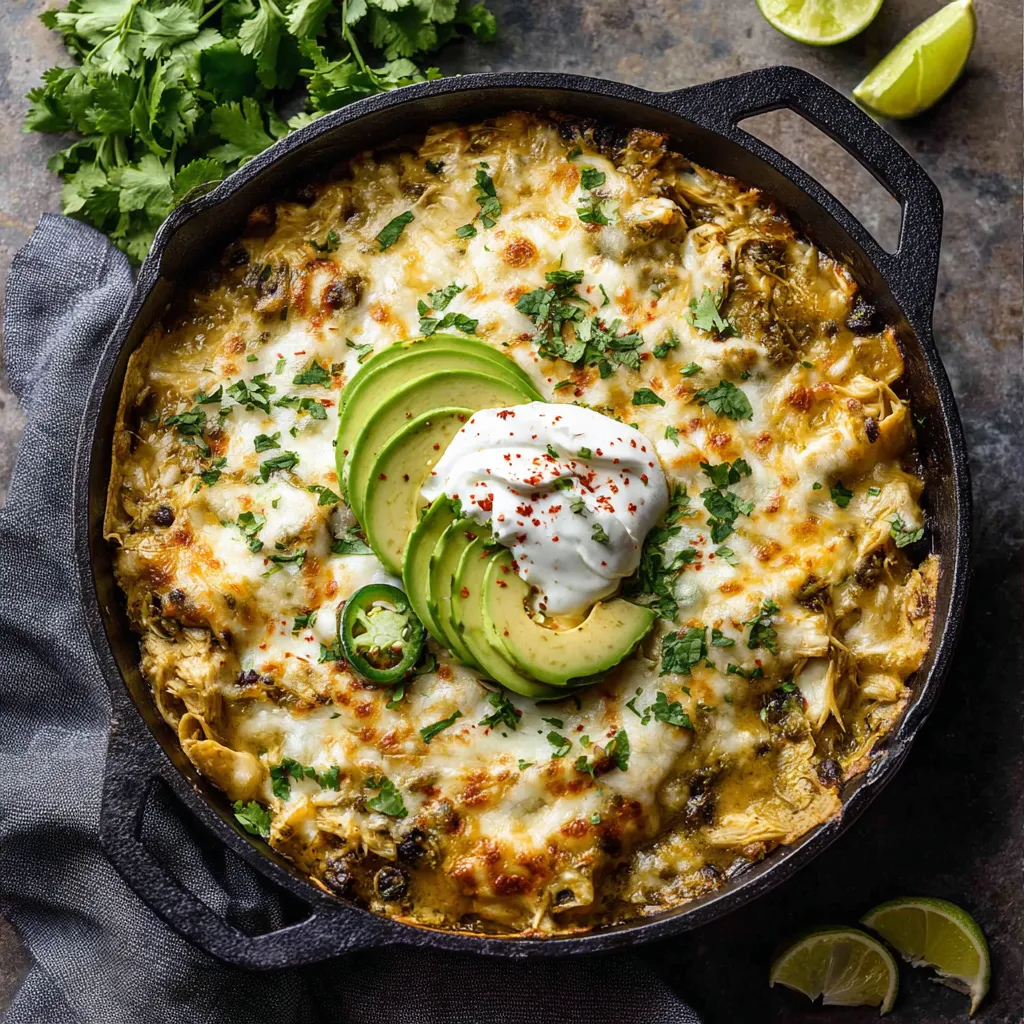 Bowl of chicken and beans topped with sour cream.