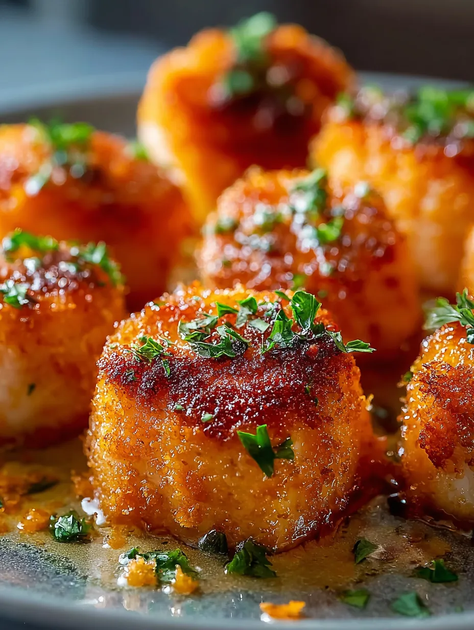 Golden and crispy Bang Bang Salmon Bites on a tray.