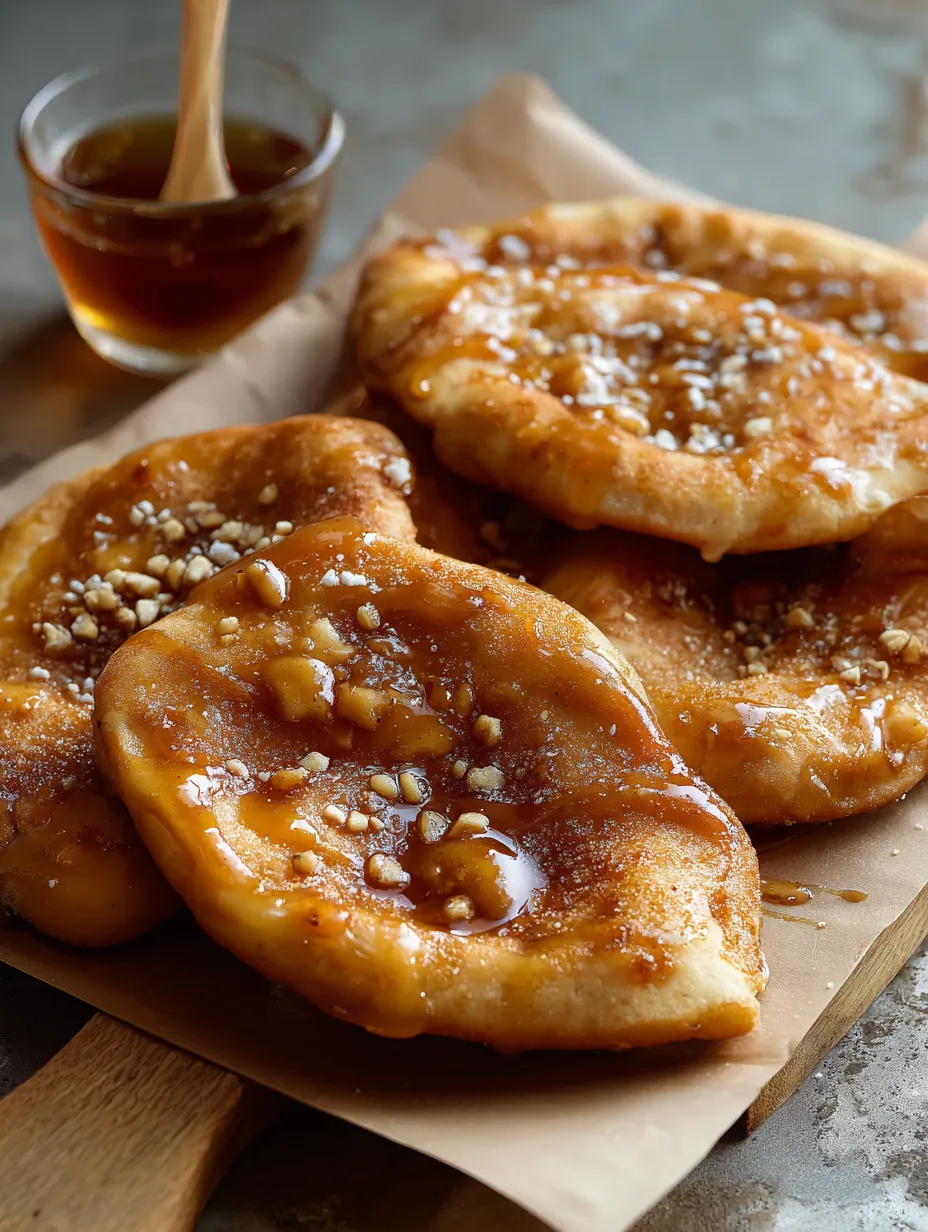 Fresh maple-glazed beaver tails piled on a plate.