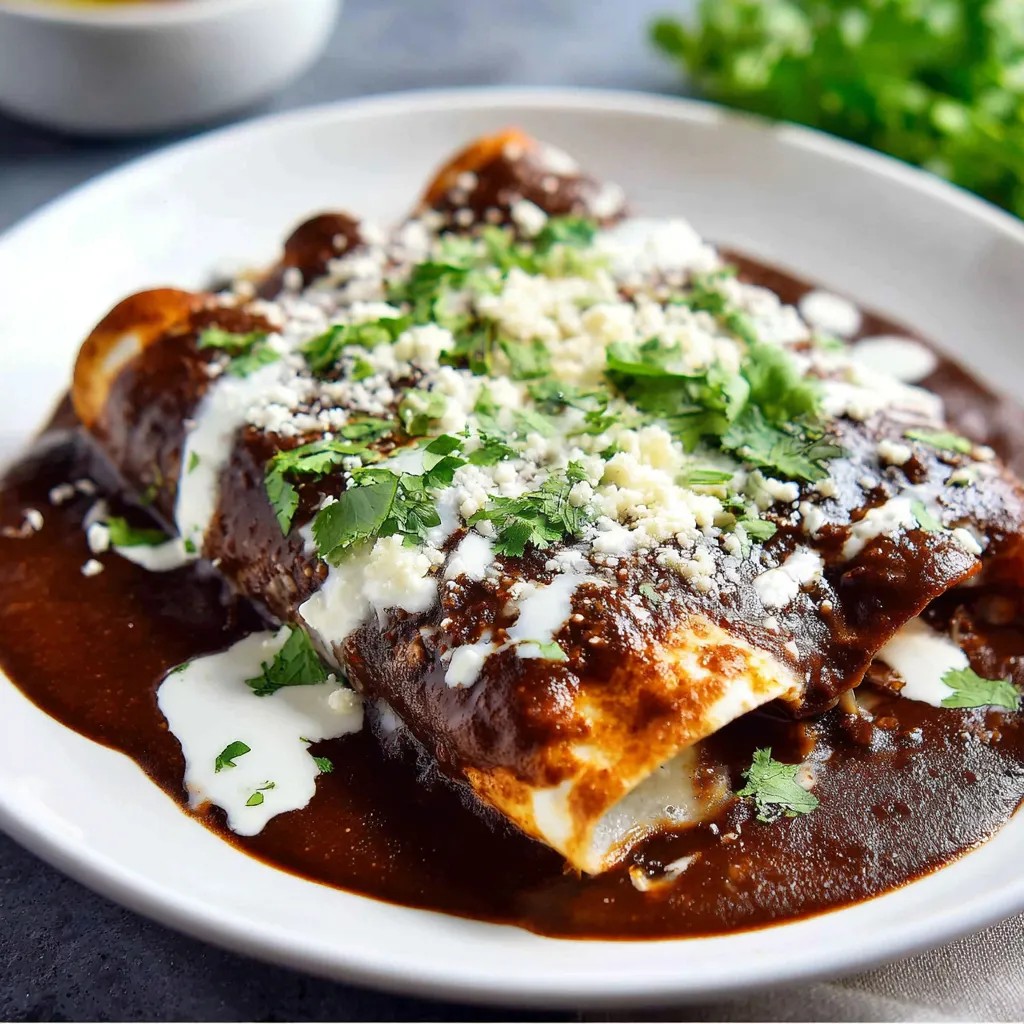 Enfrijoladas with creamy black bean sauce and melty cheese