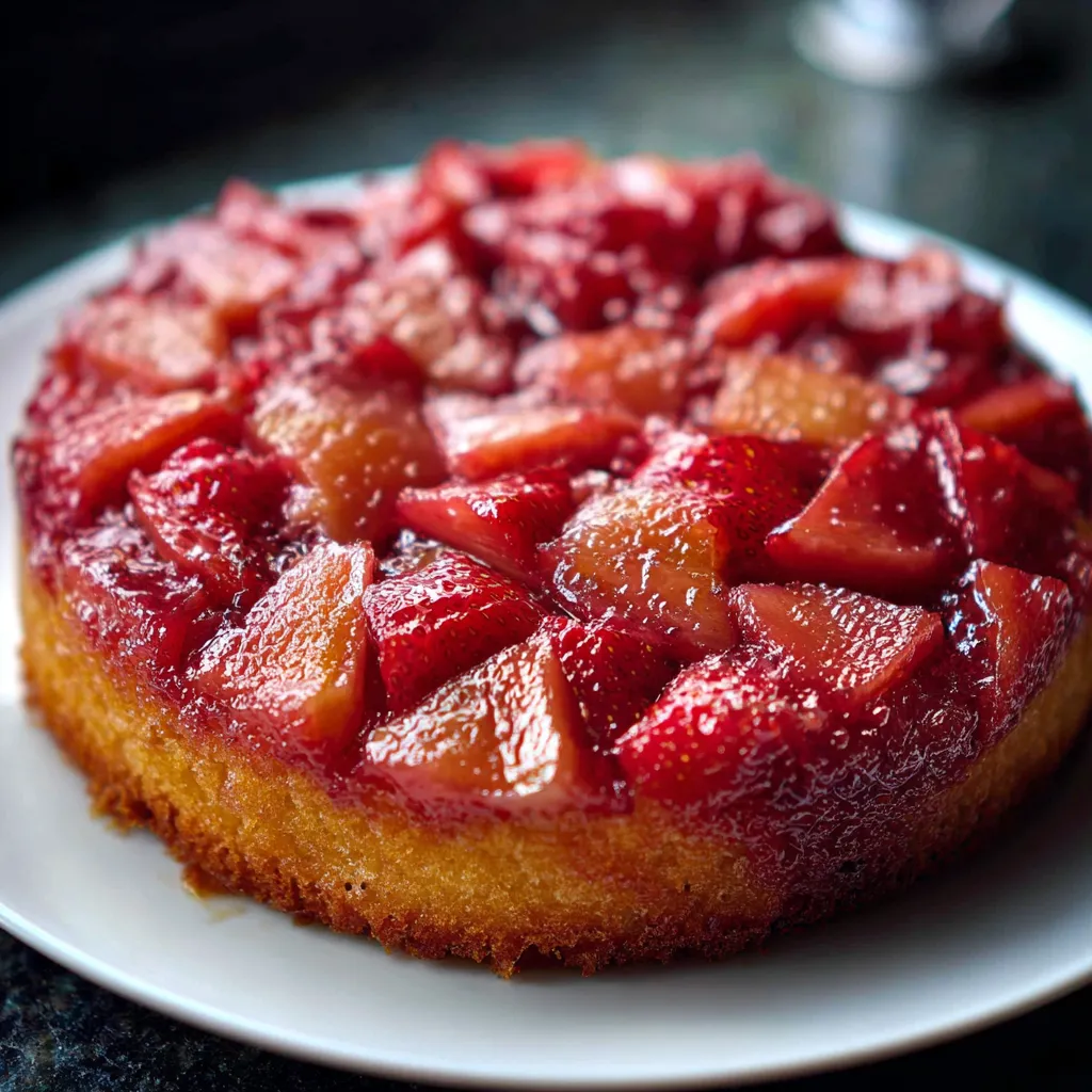 Strawberry Rhubarb Upside Down Cake