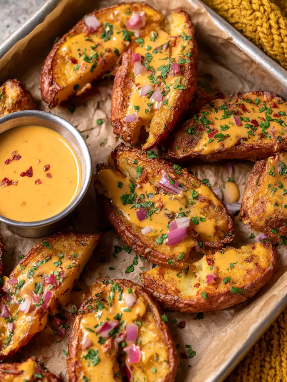 Crispy smoked Cajun smashed potatoes.