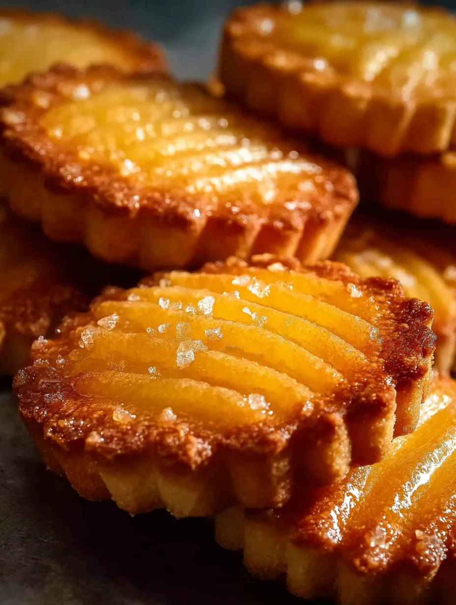 A close up of a buttery French cookie with sea salt flakes.