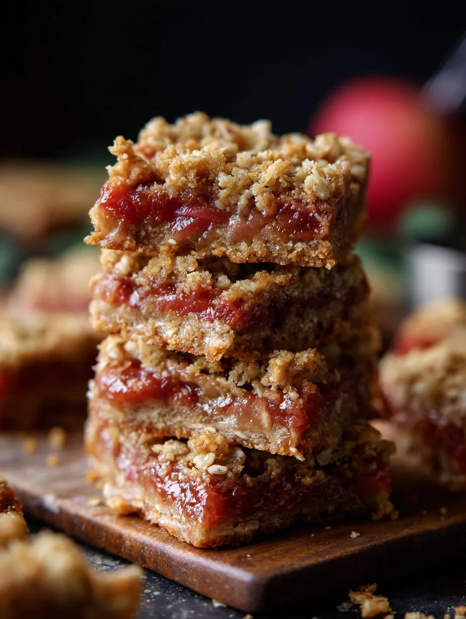 Oatmeal Rhubarb Bars fresh from the oven.