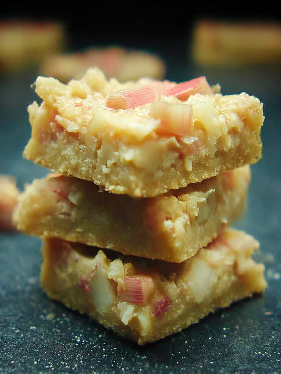 Lemon Rhubarb Bars close-up.