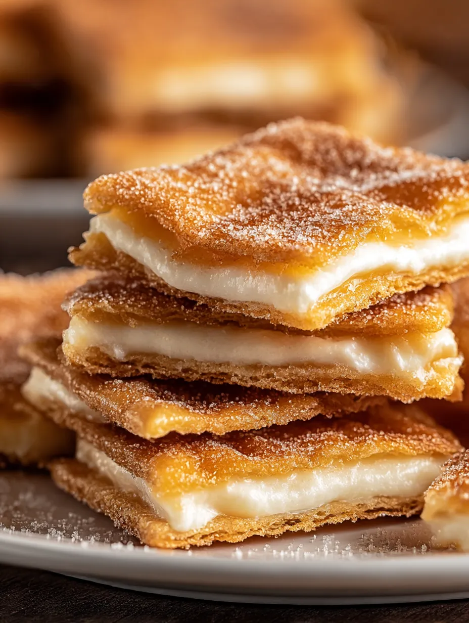 Stacked Churro Cracker Candy pieces.