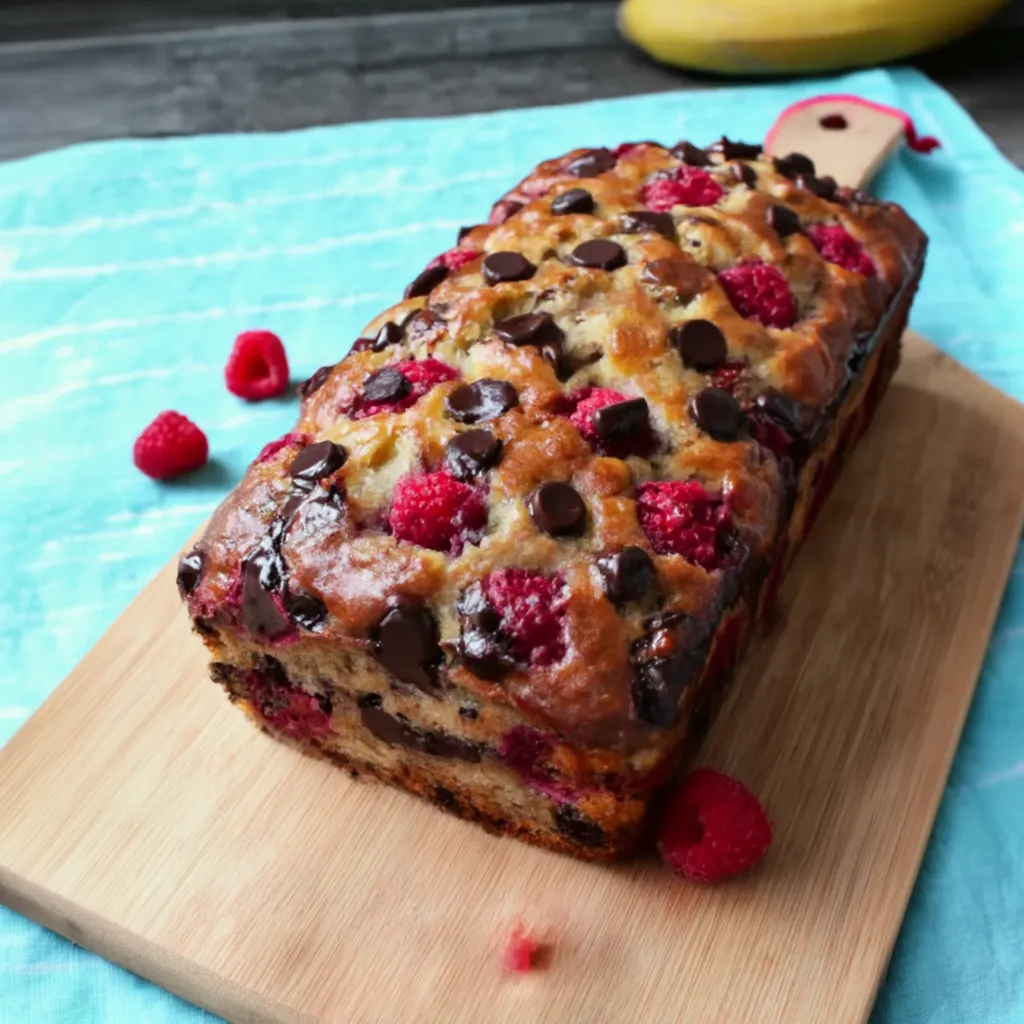 Banana Chocolate Raspberry Loaf