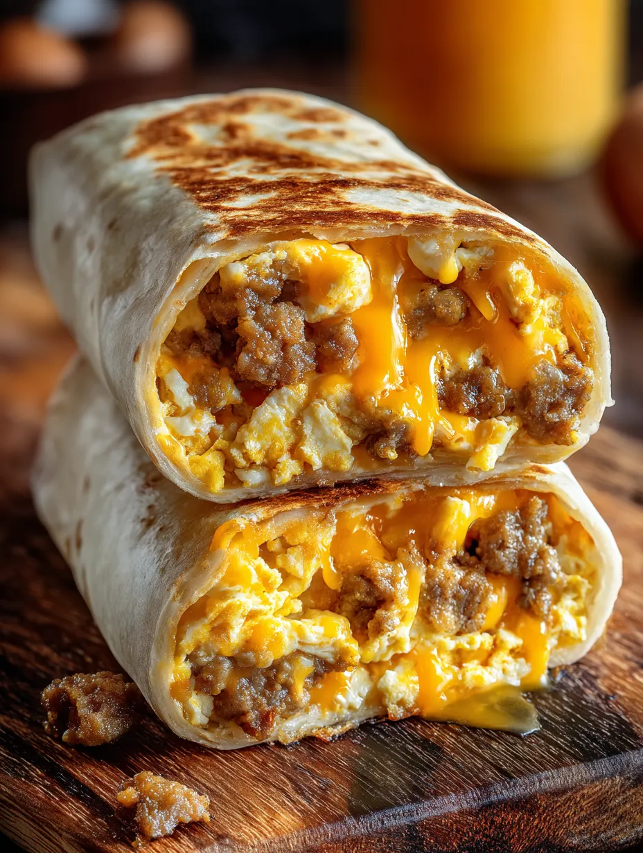 A loaded Cheesy Sausage and Egg Wrap.