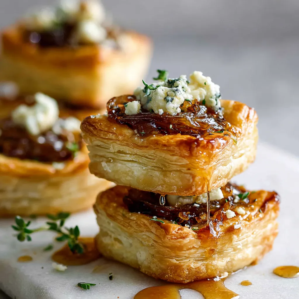Caramelized Onion & Blue Cheese Puff Pastry Tarts