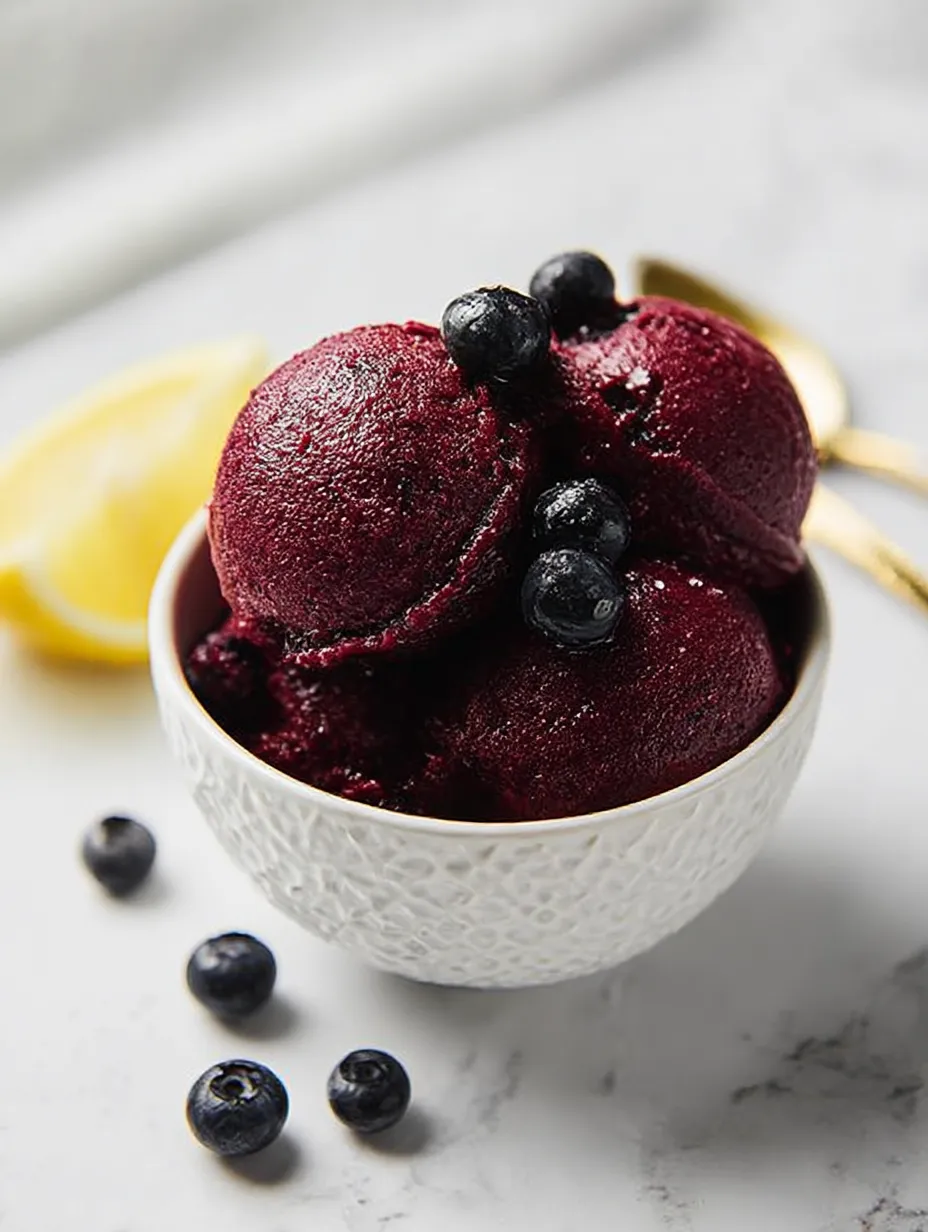 Blueberry Lemon Sorbet in a bowl.