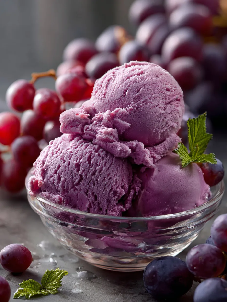 A bowl packed with grape juice ice cream.