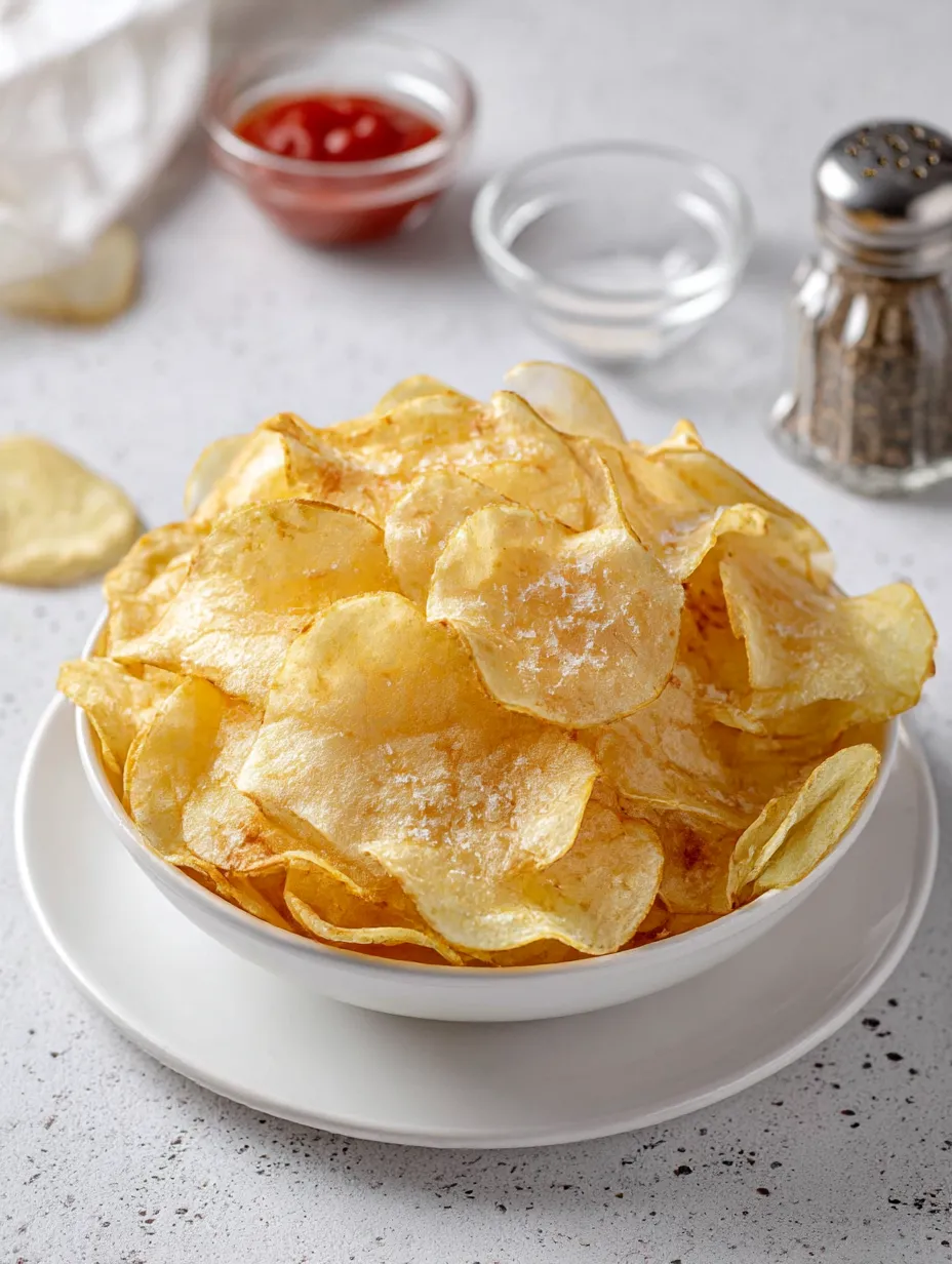 A bowl topped with Baked Potato Chips.
