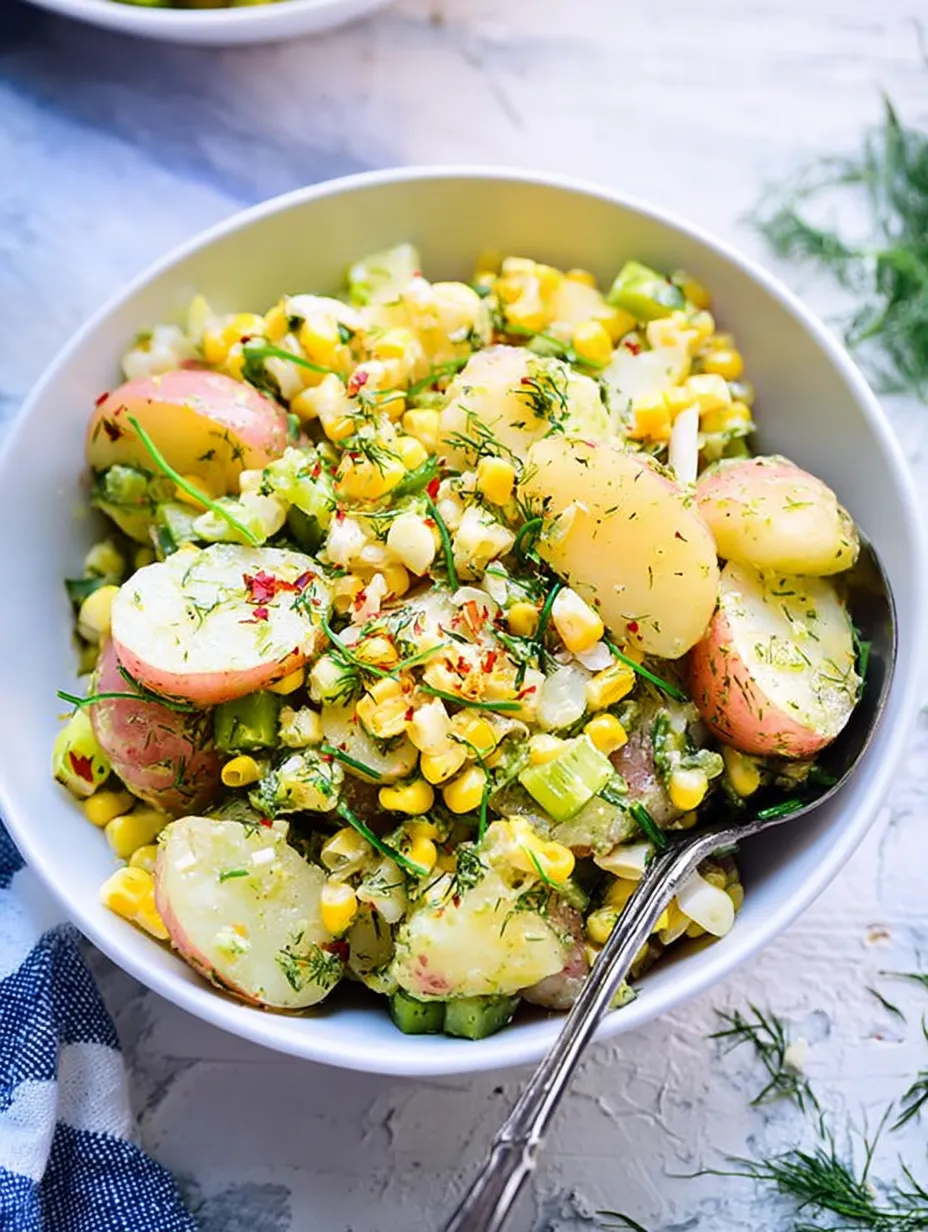 A bowl of French-inspired Potato Salad for summer.