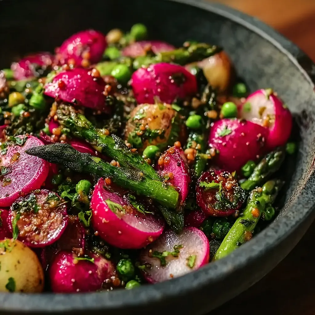 Roasted Asparagus and Radishes with Mustard Vinaigrette