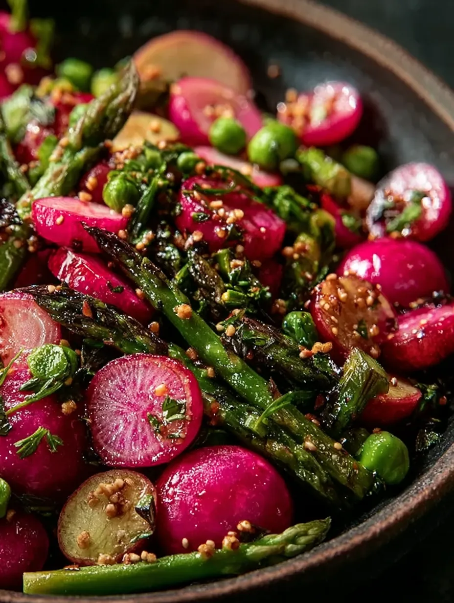 Roasted Asparagus and Radishes plated up.