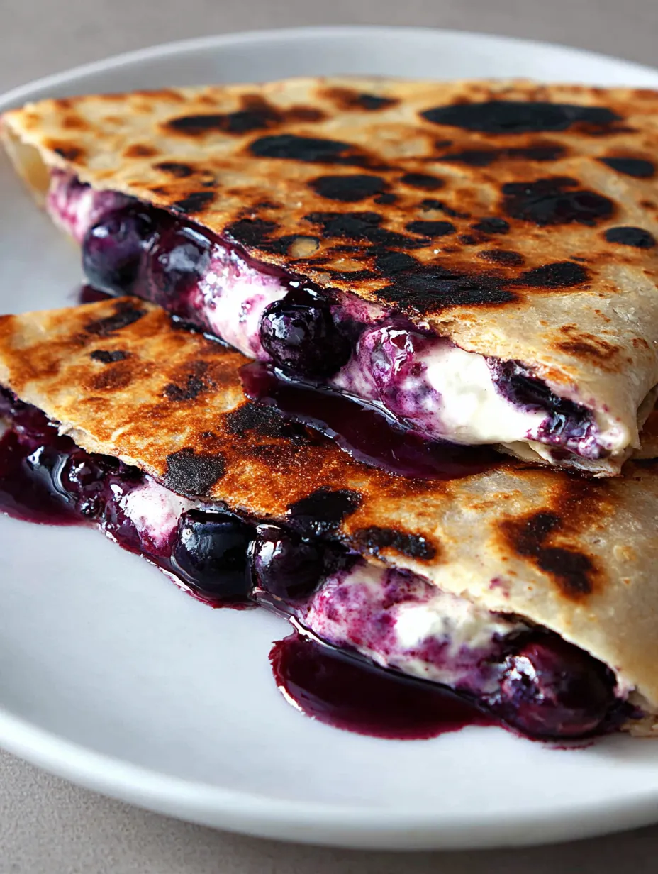 A blueberry cheese quesadilla.