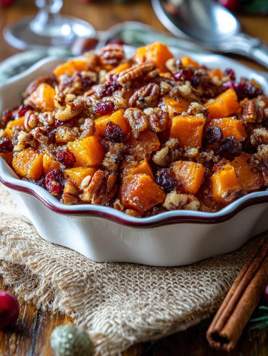 A bowl of Butternut Squash Apple Bake.