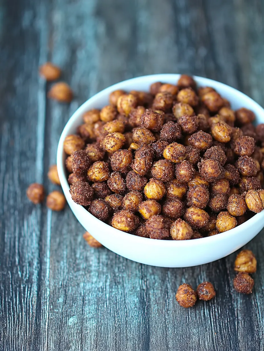 A bowl filled with crunchy cinnamon chickpeas.