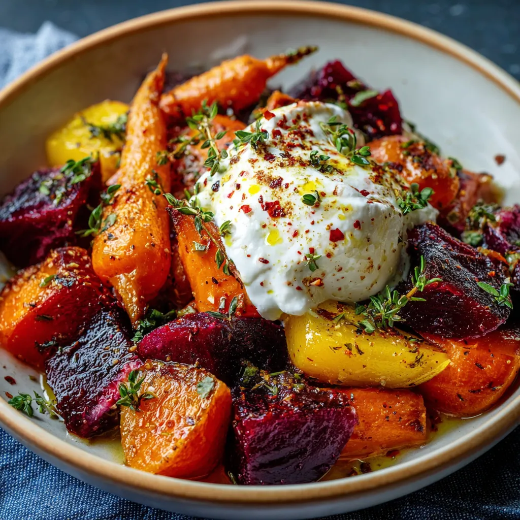 Roasted Beets and Carrot Salad with Burrata