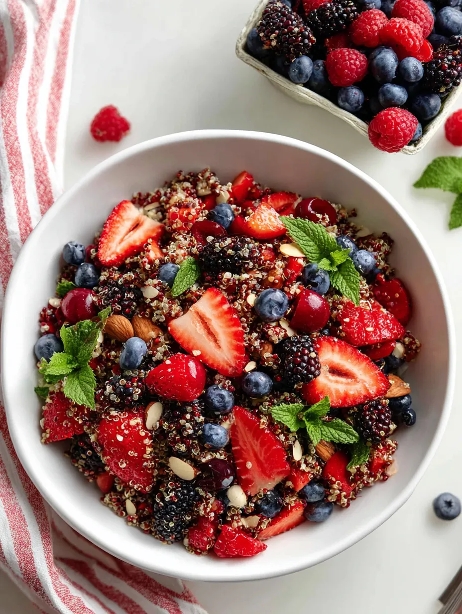 A bowl of berry quinoa salad.