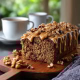 Moist Date Cake with Walnuts and Coffee Glaze