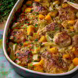 Butternut Squash, Chicken, and Leek Bake
