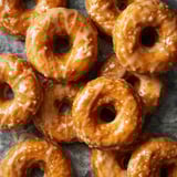 Sweet baked pumpkin donuts topped with maple glaze