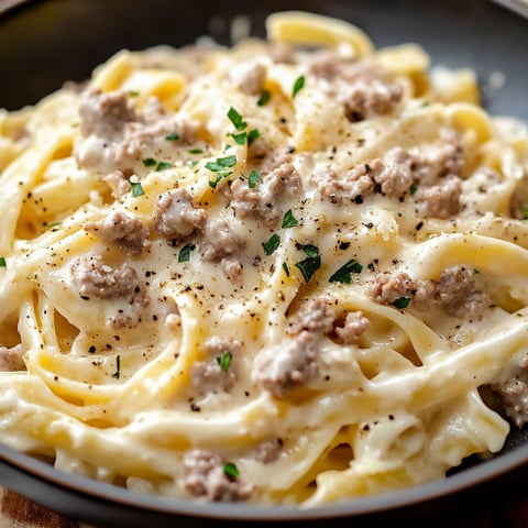 Creamy Ground Beef Alfredo Pasta Recipe