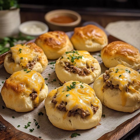 Cheesy Beef Stuffed Biscuit Bombs Recipe